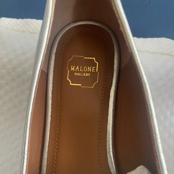 Malone Souliers Bruni Flats Color Silver Size 35- 4.5Hand Made In Italy